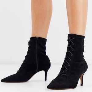 ASOS Respect lace up kitten heel boots in black